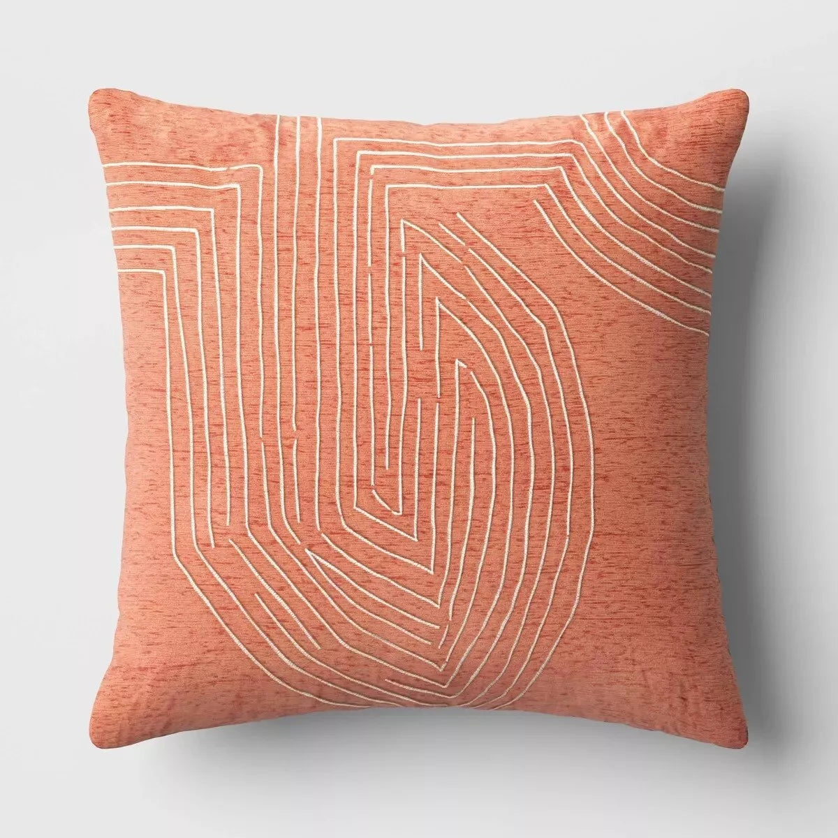 Geometric Patterned Metallic Embroidered Pillow Terracotta