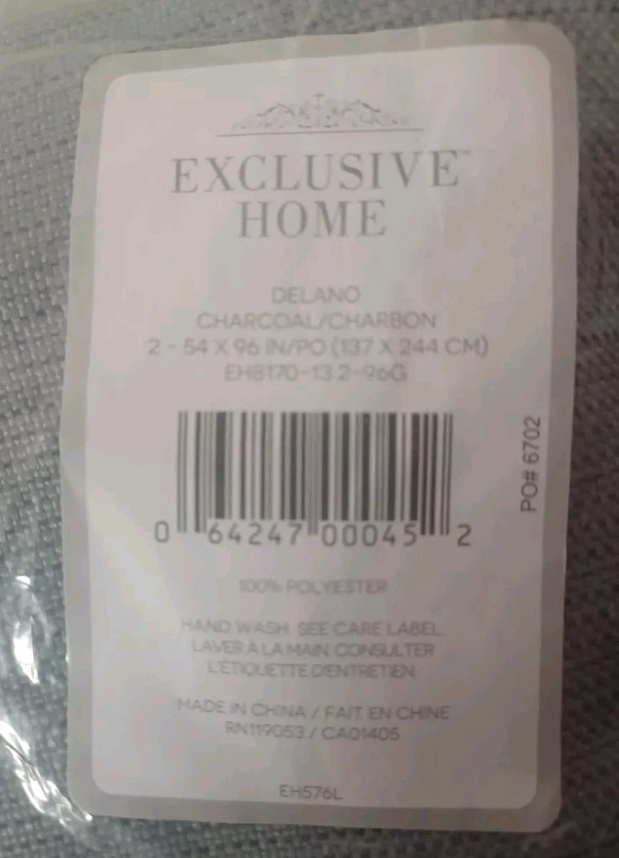 Set of 2 Indoor/Outdoor Grommet Top Curtain Panels In Charcoal