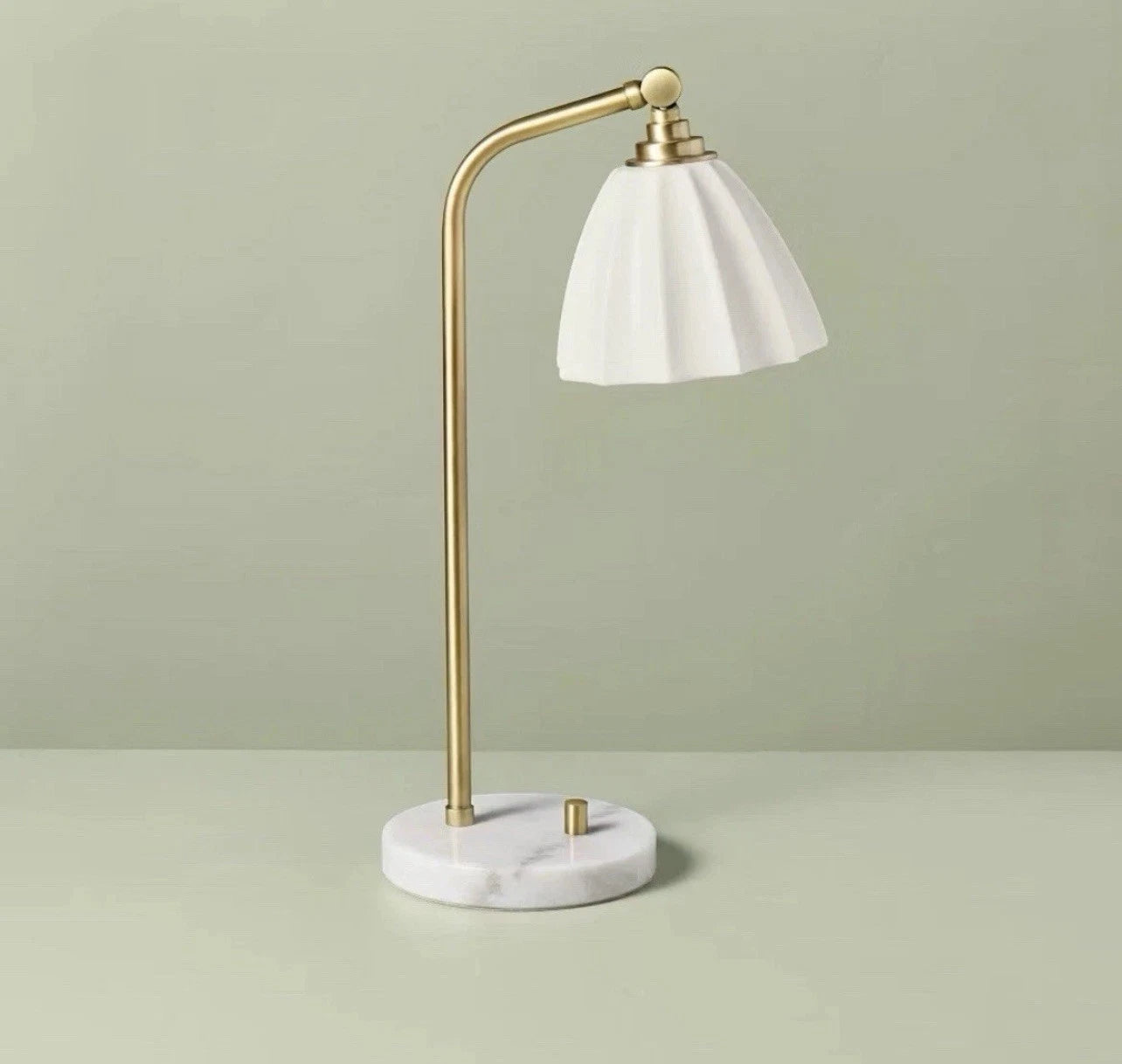 Fluted Ceramic Table Lamp with Marble Base