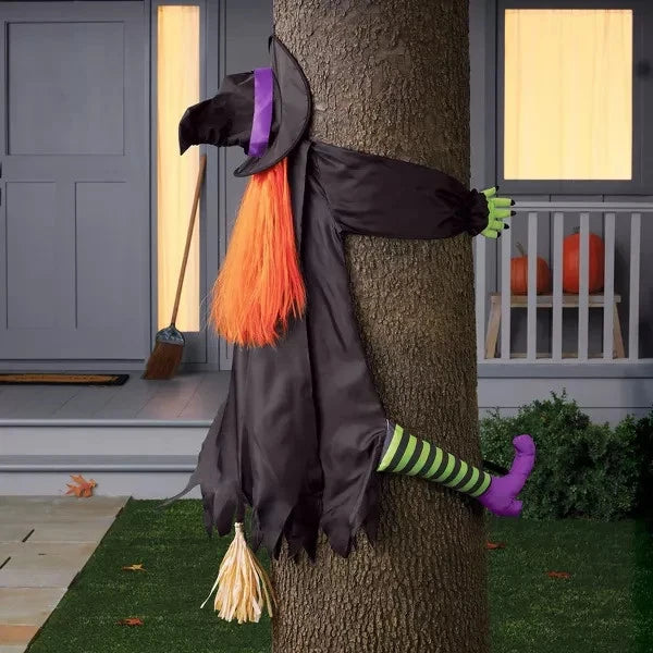 Large Crashing Funny Halloween Witch Weatherproof