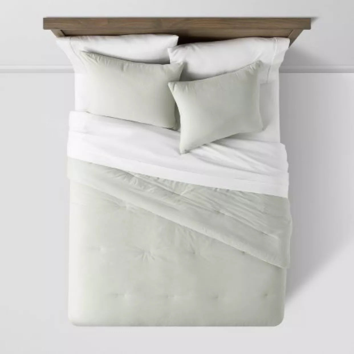 Washed Cotton Sateen Comforter & Sham Set Full / Queen Sage Green