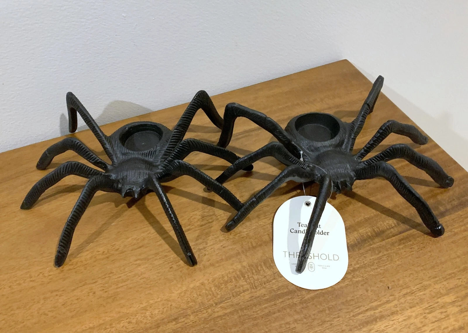 Metal Spider Tea Light Candle Holder Halloween Tarantula Set of 4