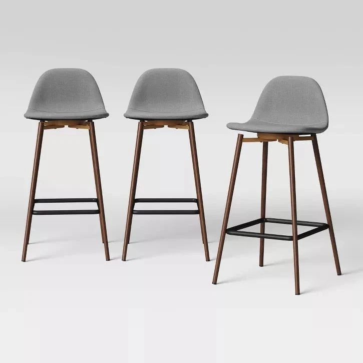 Set of 3 Copley Upholstered Counter Height Barstool- Light Gray, final cut