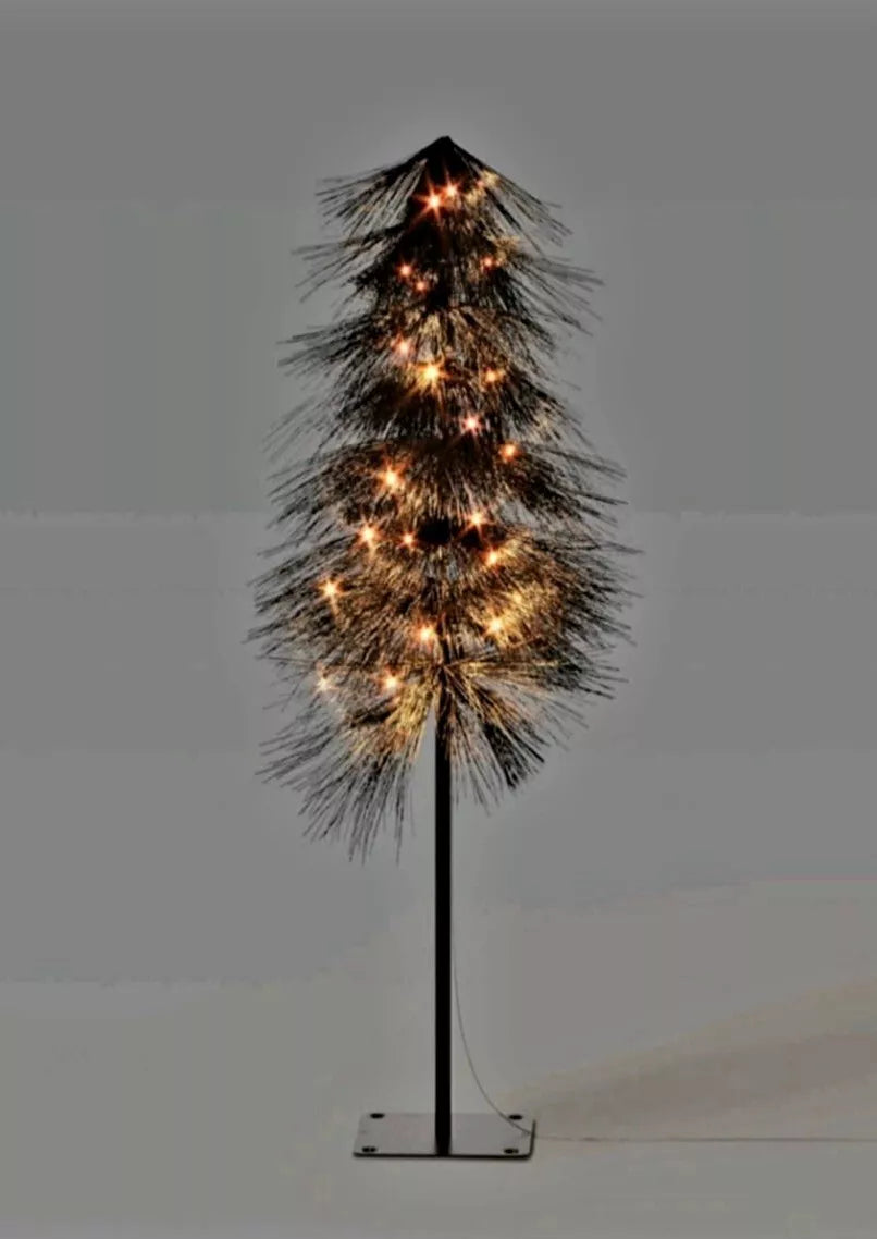 LED Black Faux Alpine Balsam Fir Halloween Tree with Golden Warm White