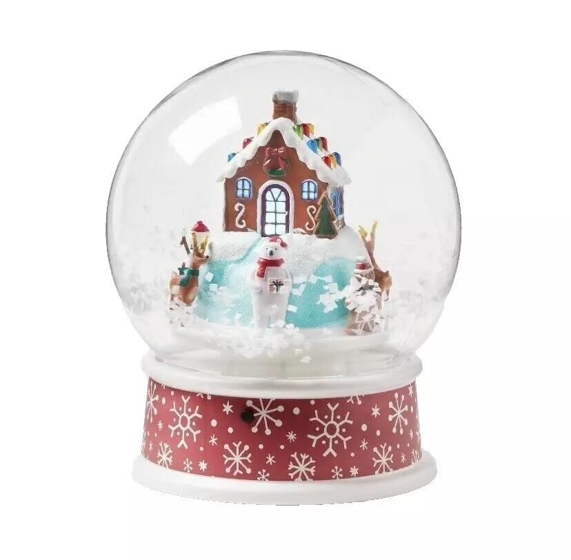 Christmas Animated Gingerbread House Snow Globe