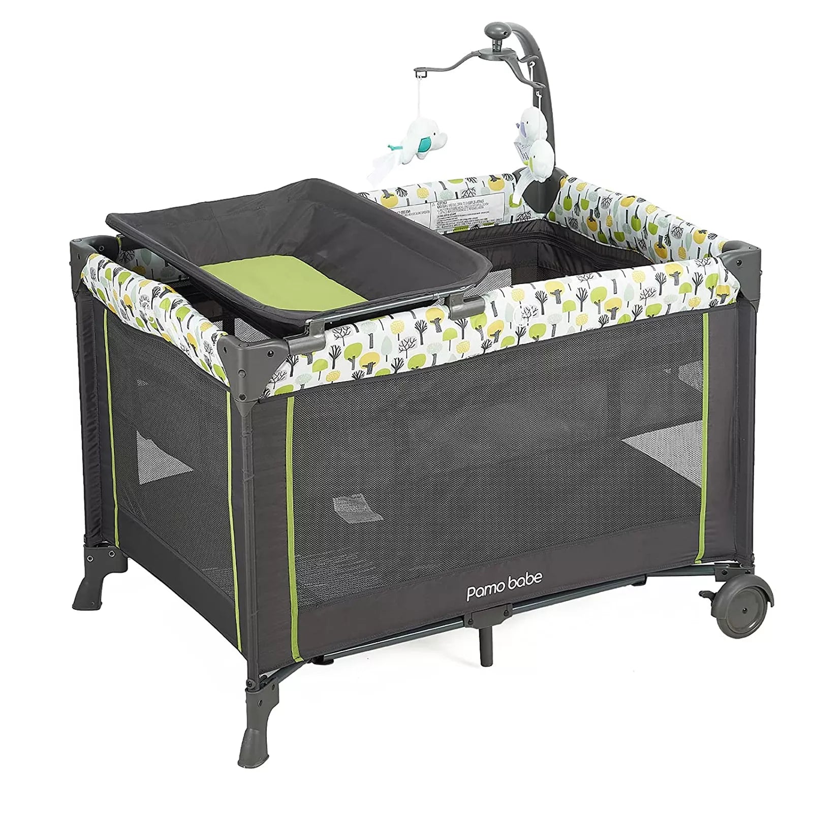 Bassinet Nursery Center Play Yard Crib with Changing Table, Green
