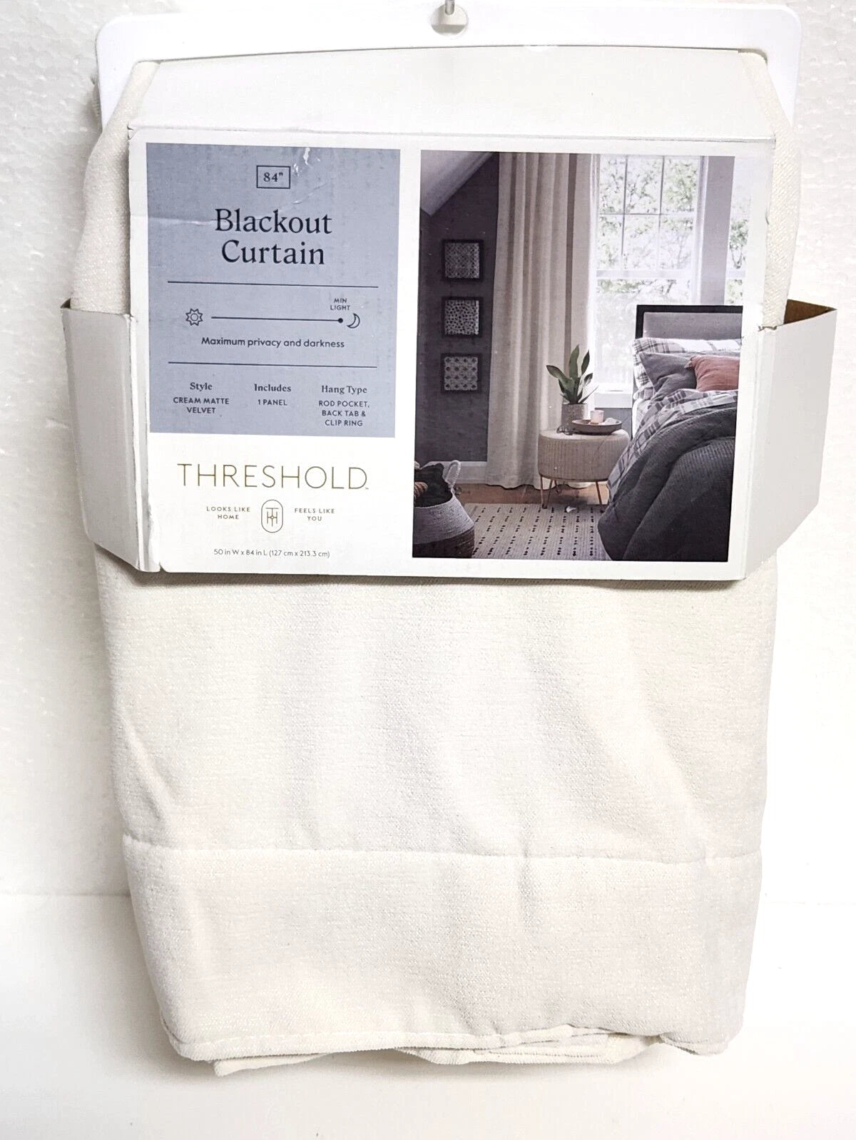 1 Panel - Blackout Matte Velvet Window Curtain Panel Cream