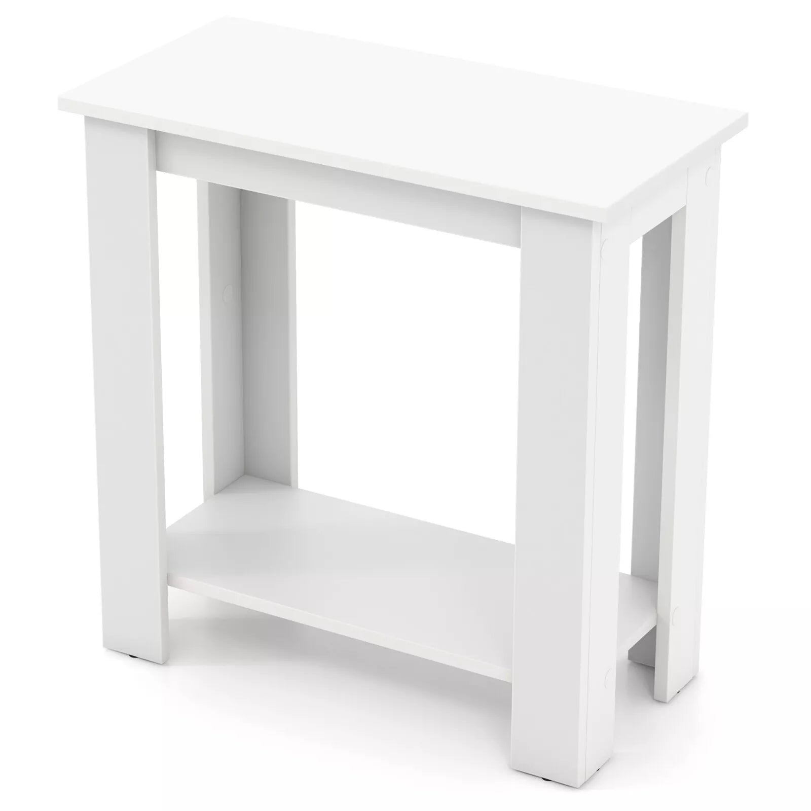 2-Tier End Table Modern Sofa Bedside Table Compact Nightstand w/Storage Shelf
