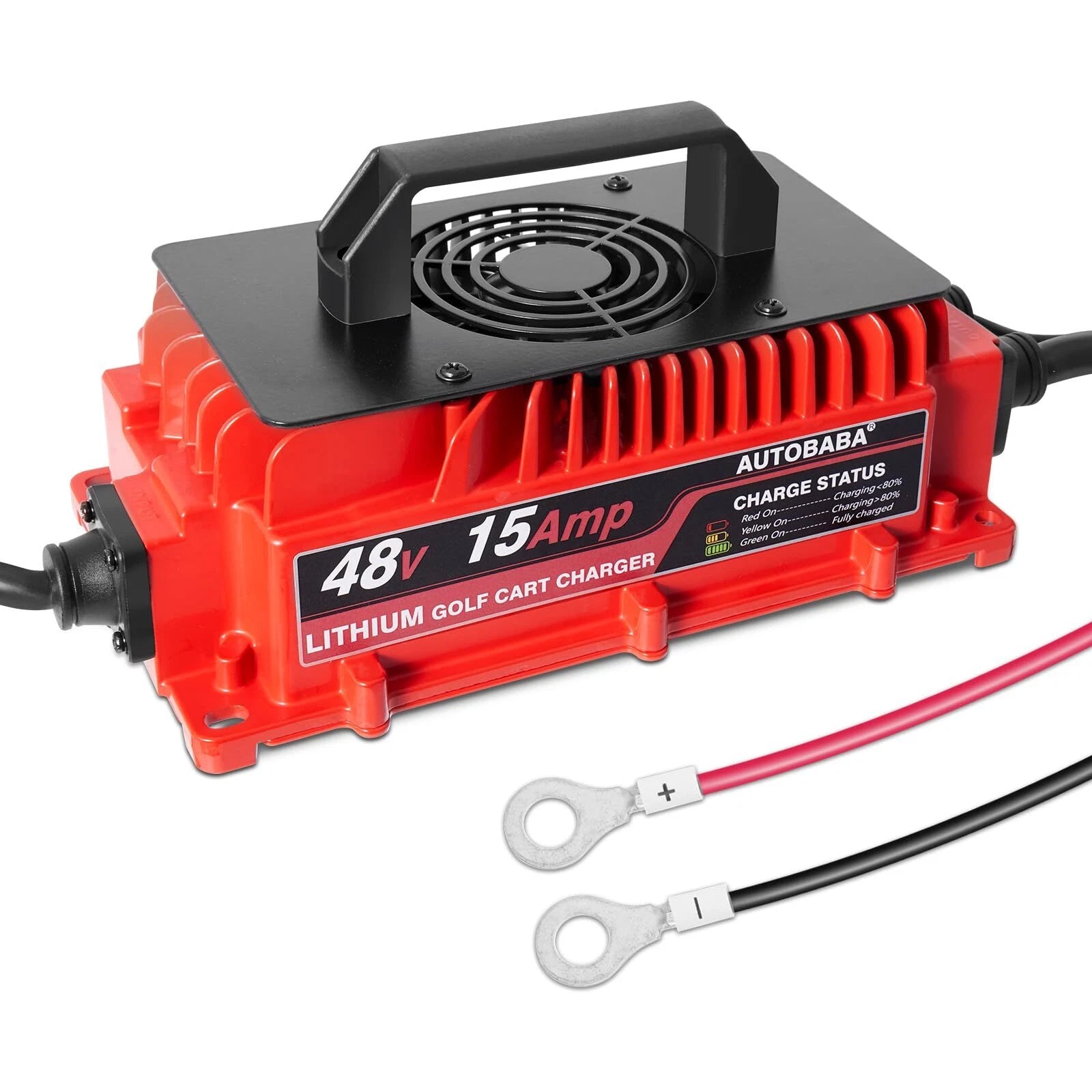 Lithium Onboard Golf Cart Battery Charger w/ Ring Terminals Plug