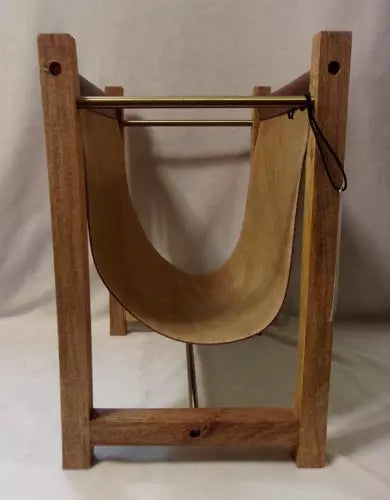 Wood and Leather Magazine Holder Stand Natural Target