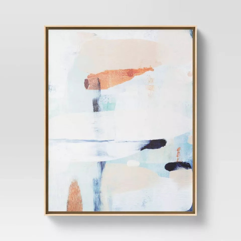 Abstract Framed Wall Art Canvas Beige - Set of 2
