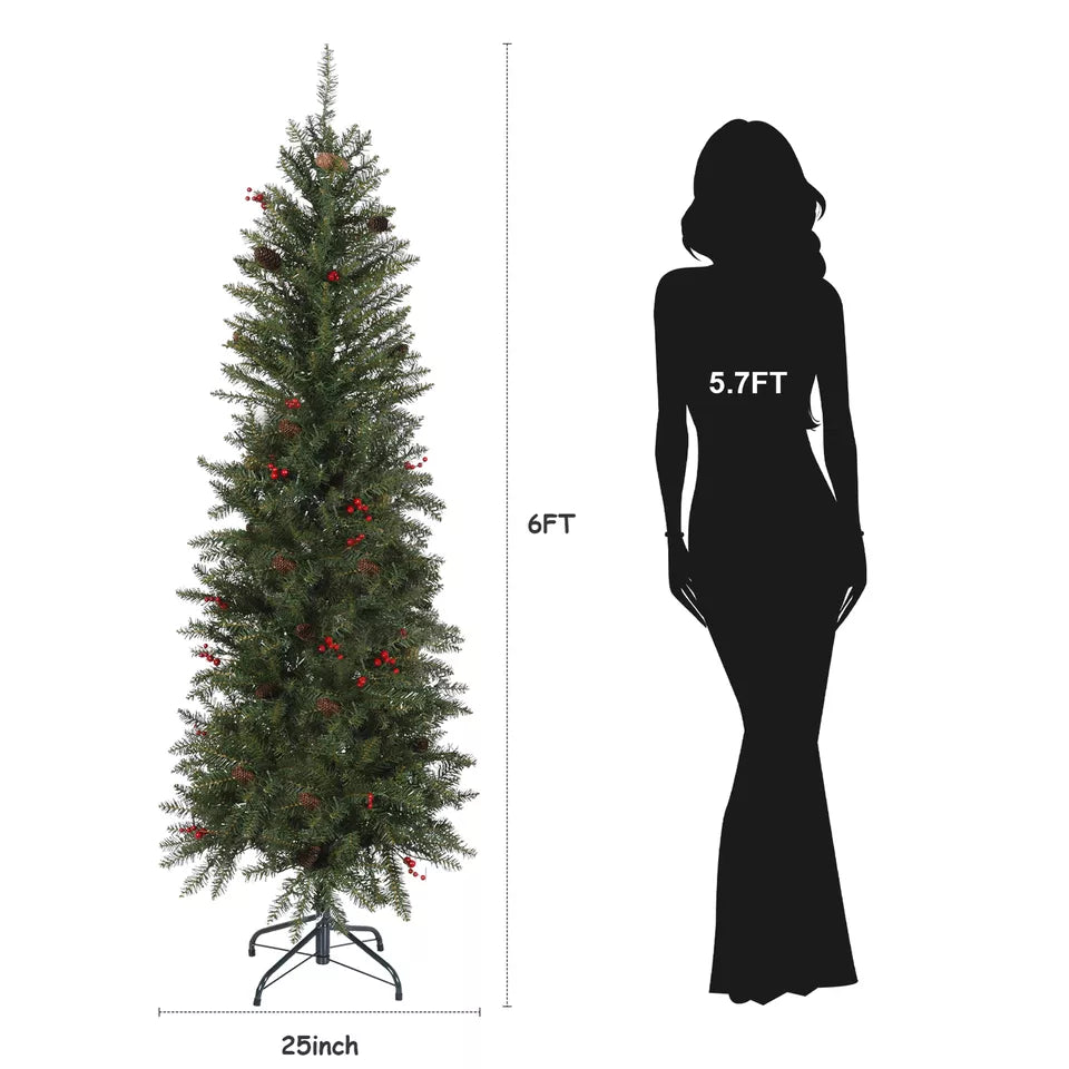 Pre-lit Slim Virginia Pine Artificial Christmas Tree Multicolor Lights