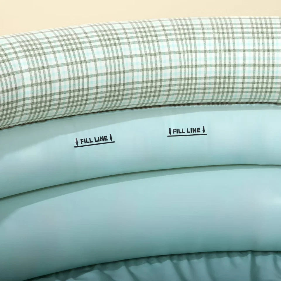 Layered Plaid Inflatable Kiddie Pool Green/Blue