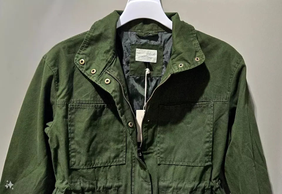 Women's Dark Green Full Zip Utility Military Field Jacket