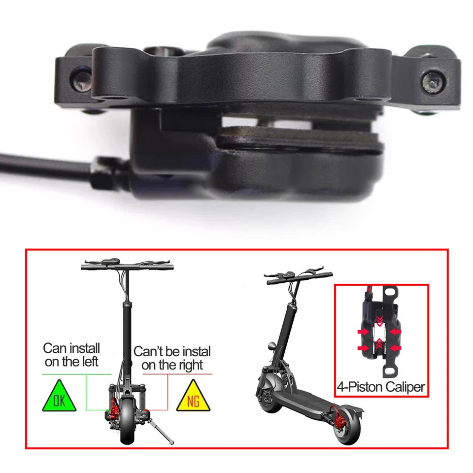 E-Bike Red Hydraulic Disc Brake 4-Piston Caliper w/Power-Off MTB