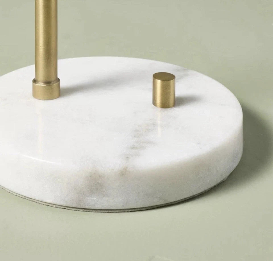 Fluted Ceramic Table Lamp with Marble Base