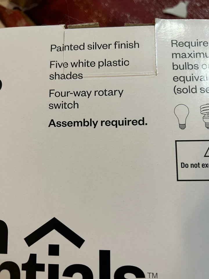 5 Head Floor Lamp White Silver Finish