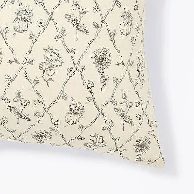 Oversized Woven Harvest Square Throw Pillow Cream/Dark Brown