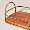 Wooden Decorative Tray with Metal Trim Brown/Brass