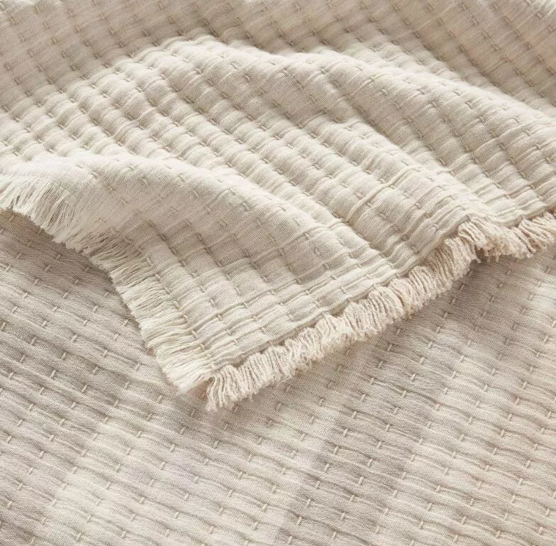 Woven Jacquard Striped End of Bed Throw 100% Cotton