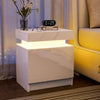 2-Drawer LED White Nightstand
