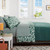 7pc Queen Floral Printed Microfiber Reversible Comforter & Sheets Set Dark