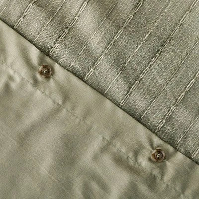 3pc Full/Queen Washed Loop Stripe Duvet Cover Bedding Set Sage Green