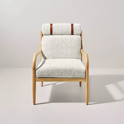 Boucle Upholstered Wood Arm Chair - Oatmeal