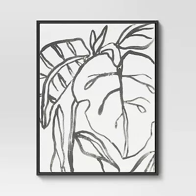 Botanical Sketch Framed Wall Canvas White/Black