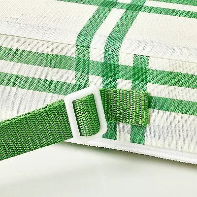 Tri-Stripe Plaid Adjustable Stadium Seat Green/Cream