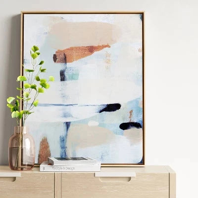 Abstract Diptych Wall Art Canvas Set of 2 Beige