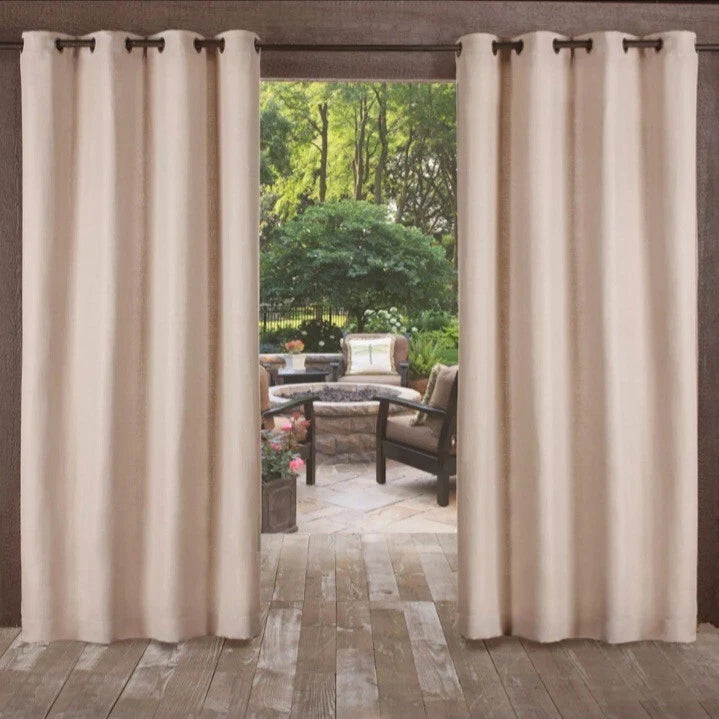 Set of 2 Indoor/Outdoor Grommet Top Curtain Panels In Charcoal