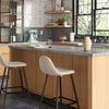 Curved Back Counter Stool Bar Round Mid-Century Metal Cream