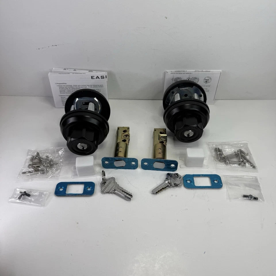 Pair E11 Twist To Lock Deadbolt Easy Keyless Locking Matte Black