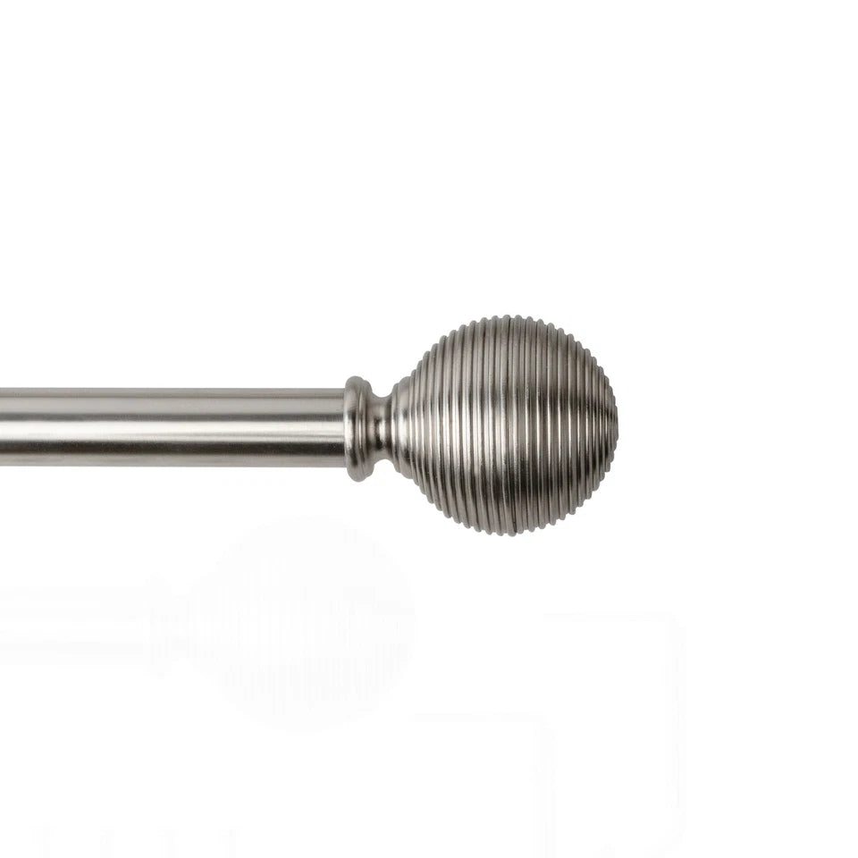 Lumi Single Curtain Rod Set Brushed Nickel- Lined Ball