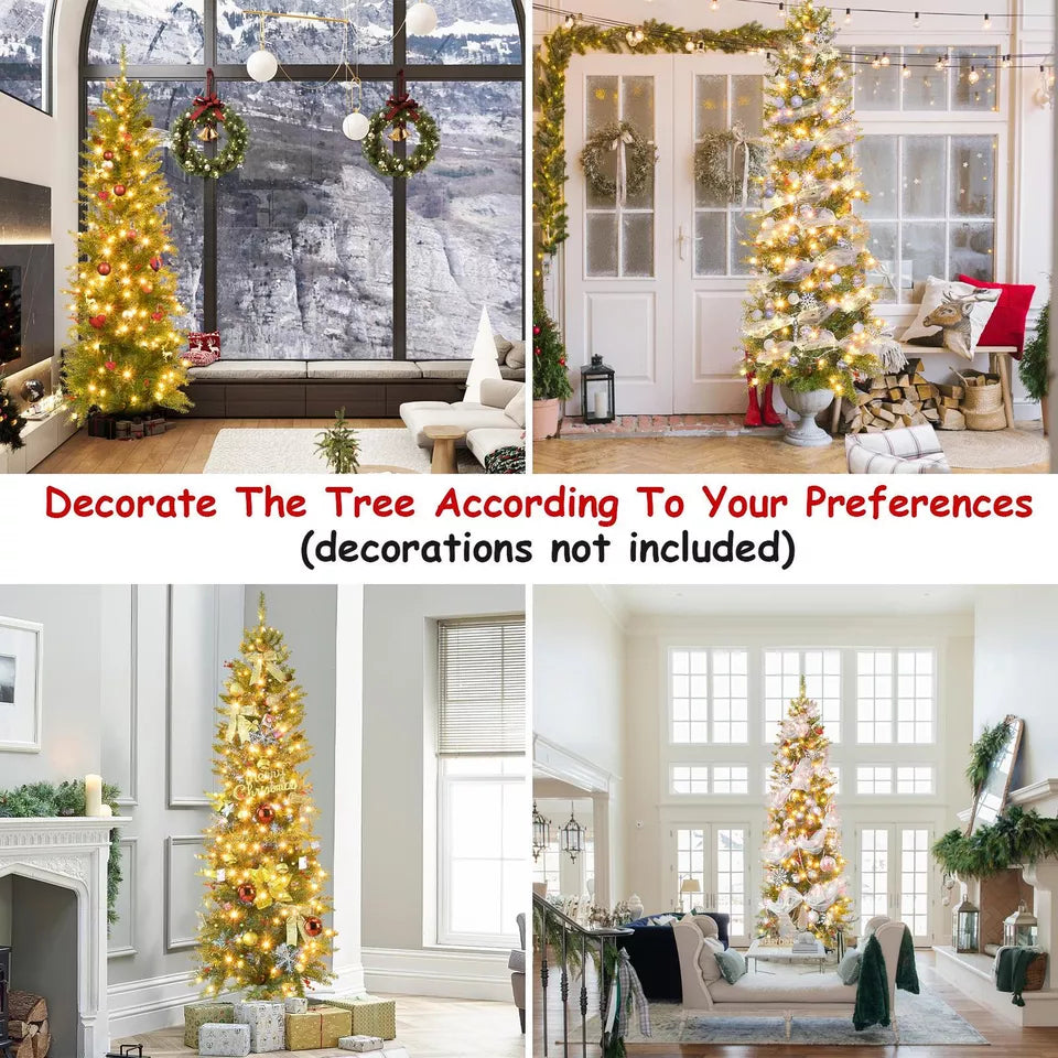 Pre-lit Slim Virginia Pine Artificial Christmas Tree Multicolor Lights