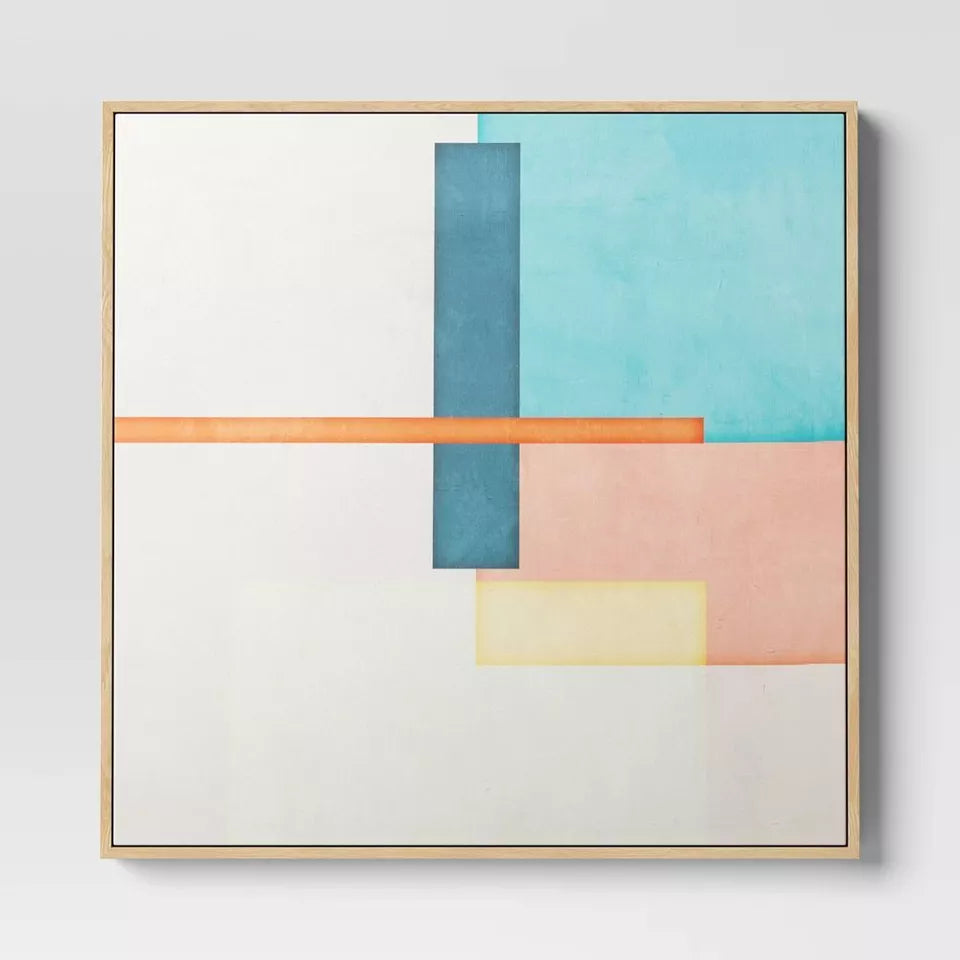(Set of 2) Color Blocks Framed Wall Canvases