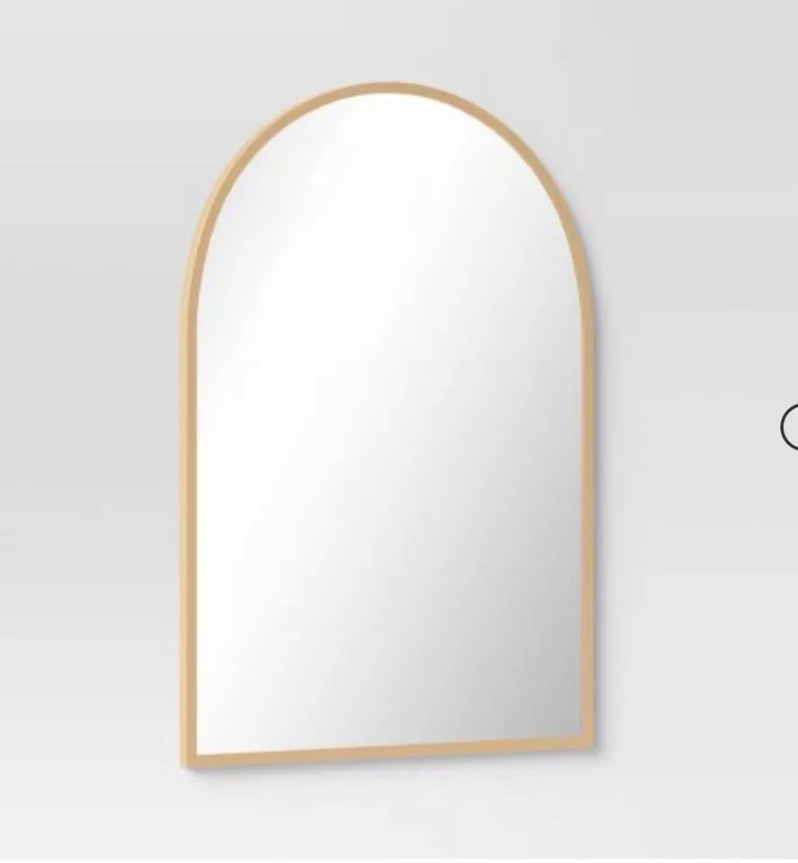 Arched Metal Wall Mirror Brass