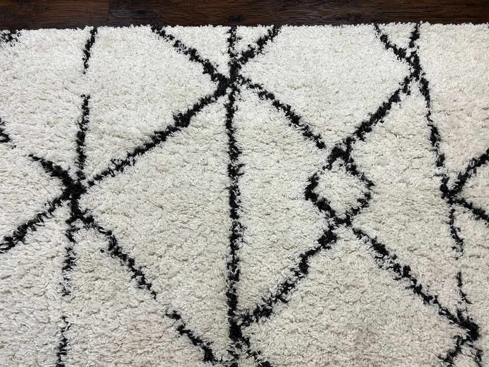 Modern Shag Rug 5x7 Ivory and Black Area Rug