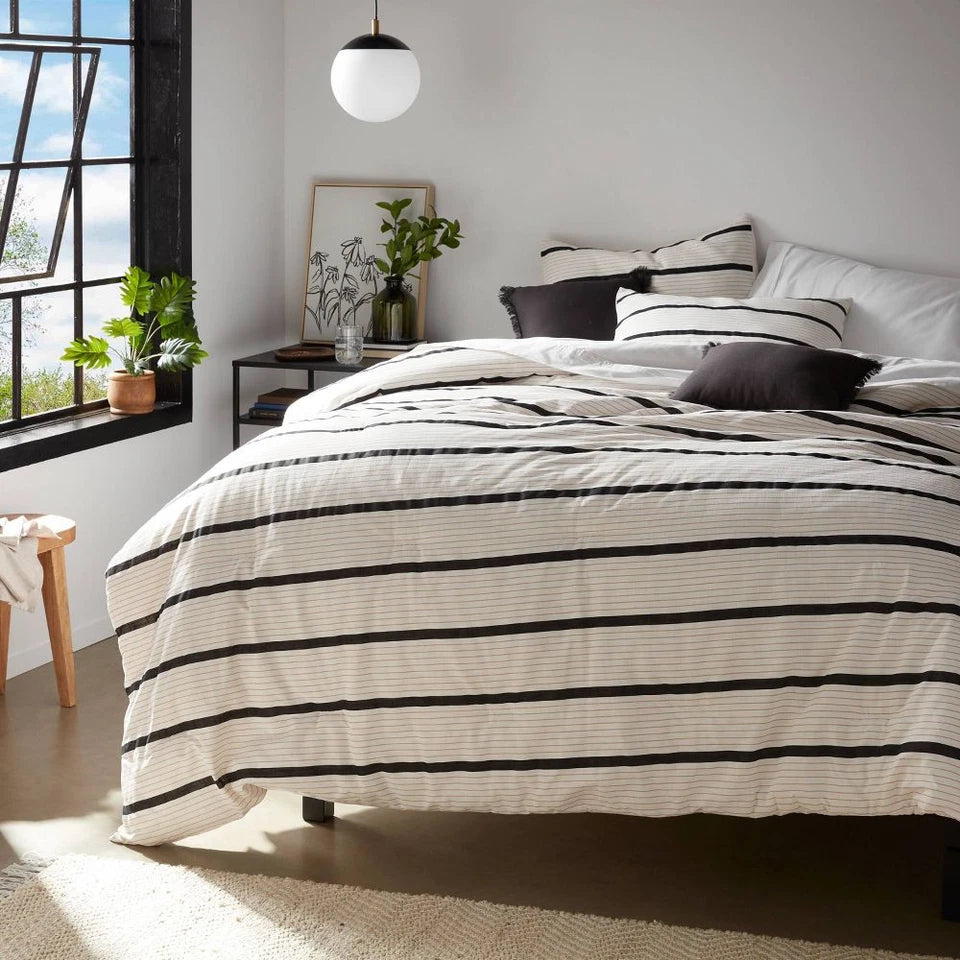5pc King Modern Stripe Comforter Set Off-White