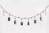 25ct LED String Lights Beware Ghosts Orange Purple Halloween Garland