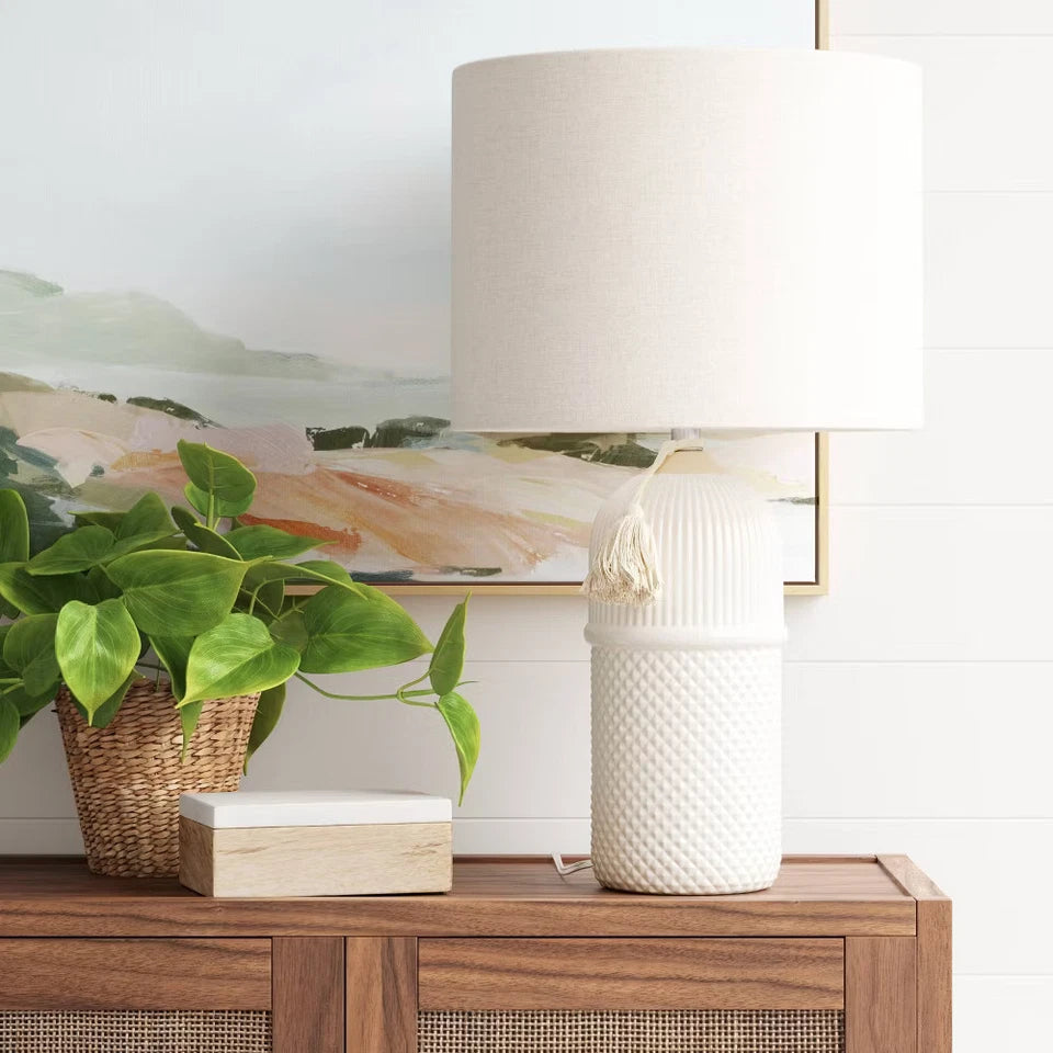 Large Assembled Ceramic Table Lamp White