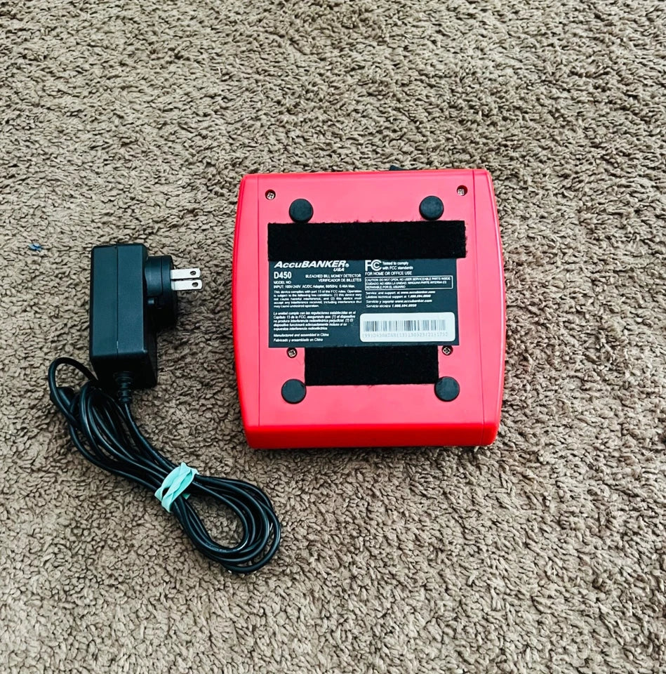 Automatic Counterfeit Bill Detector w/ AC Adapter - Red