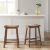 Backless Saddle Counter Stool Bar Distressed Wood Brown