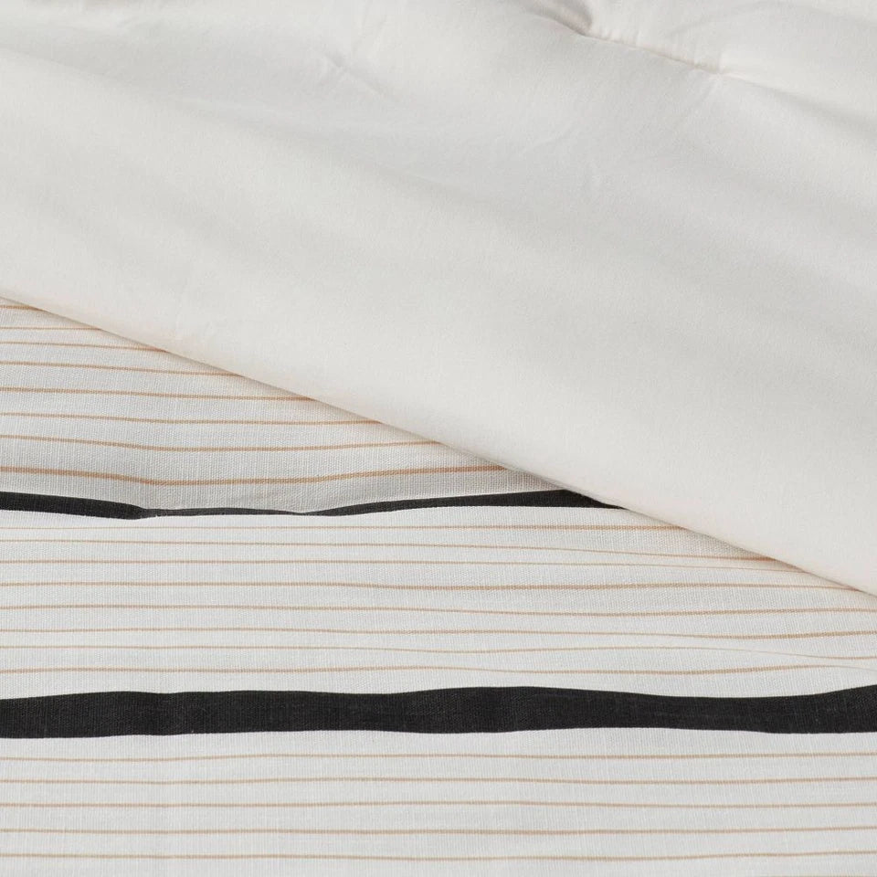 5pc King Modern Stripe Comforter Set Off-White