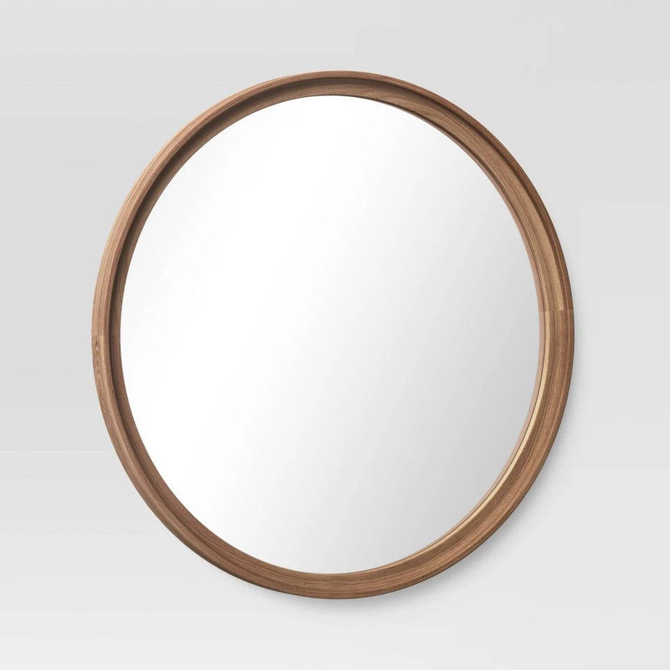 Classic Wood Round Mirror Natural, Final Cut