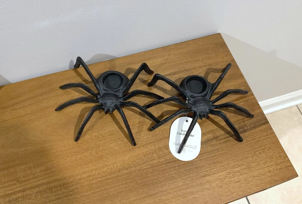 Metal Spider Tea Light Candle Holder Halloween Tarantula Set of 4