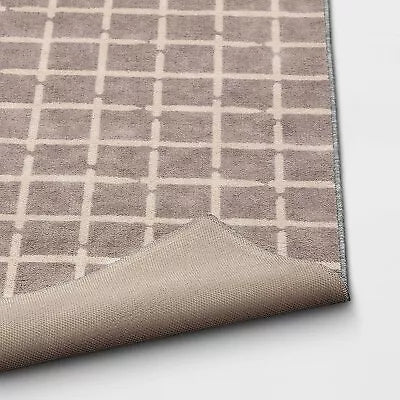 Washable Small Checkered Area Rug Gray - 4'x5'