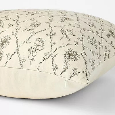 Oversized Woven Harvest Square Throw Pillow Cream/Dark Brown
