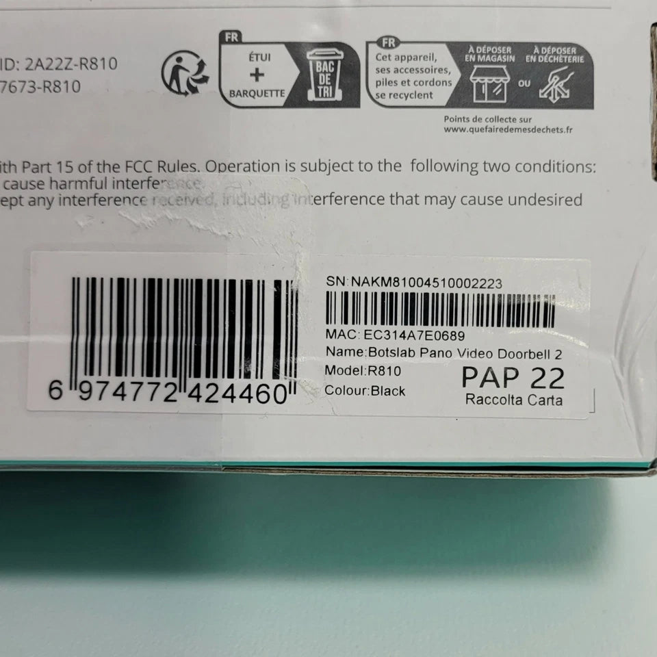BotsLab Pano Video Doorbell 2, 180 Wide Angle Vision